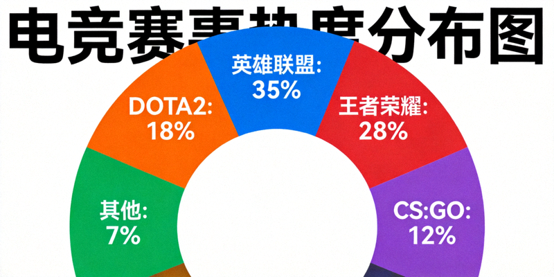 电竞赛事热度分布图，以环形图展示不同游戏项目的观众占比